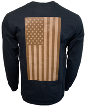 Load image into Gallery viewer, American Flag - Adult Long Sleeve T - Desert Tan on Black