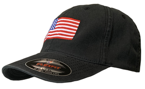 American Flag Stretch Fit Hat - Vintage Black