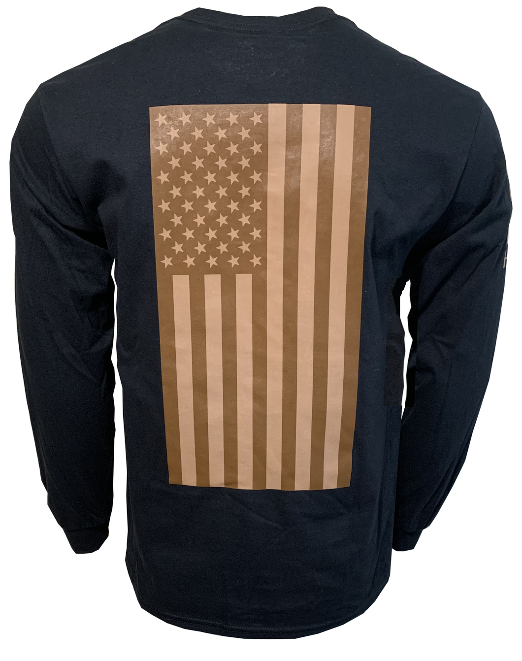 American Flag - Adult Long Sleeve T - Desert Tan on Black