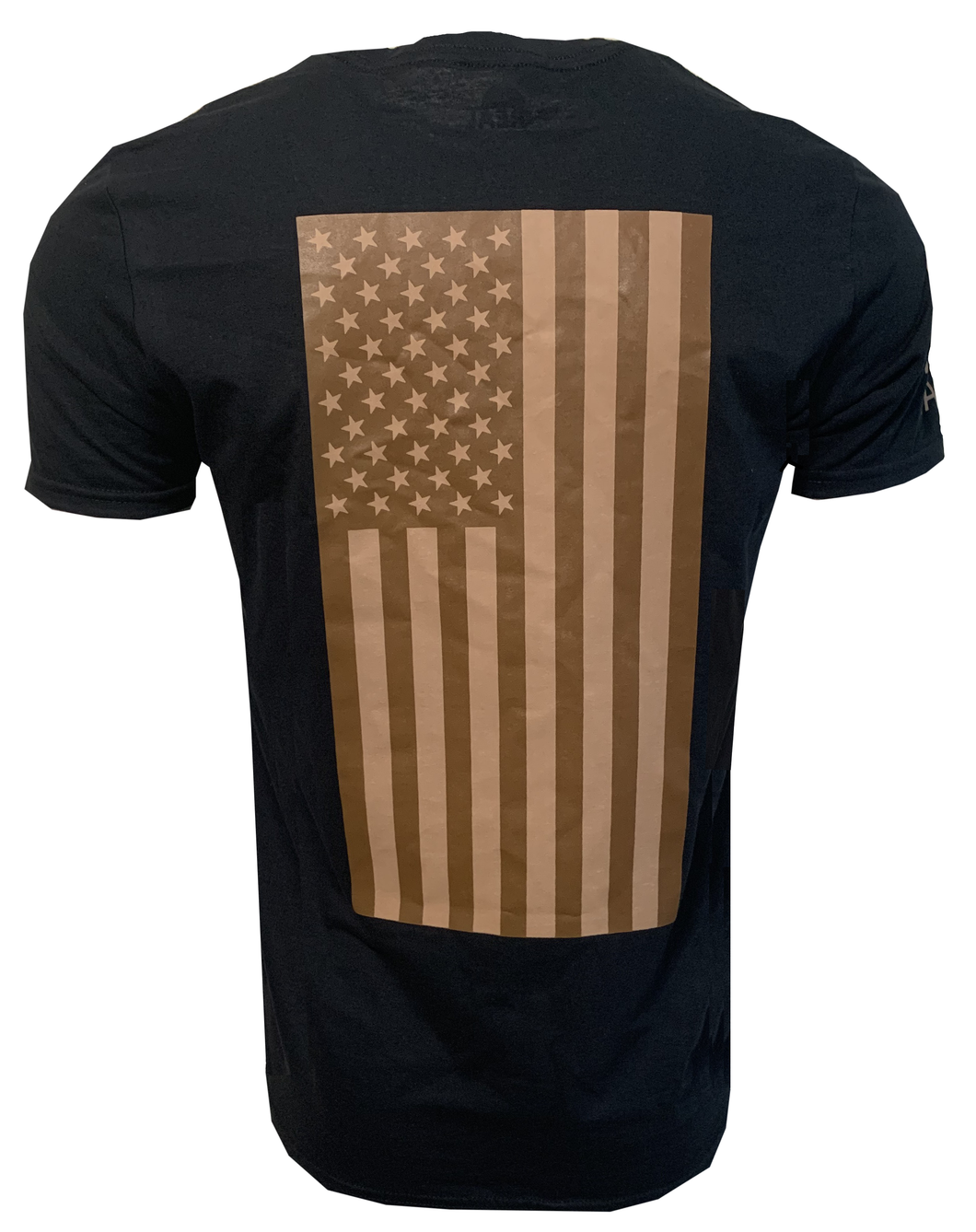 American Flag - Adult Short Sleeve T - Desert Tan on Black