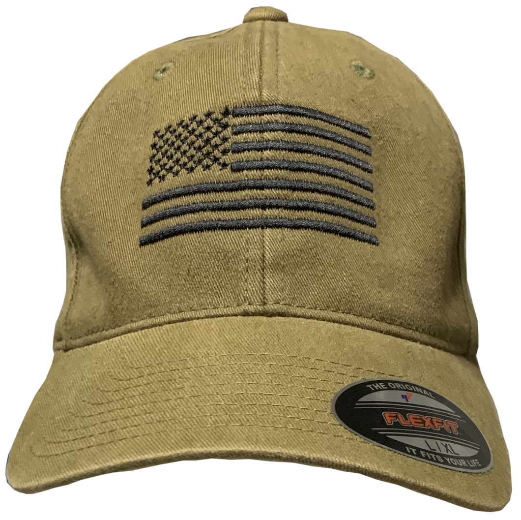 American Flag Stretch Fit Hat - Vintage Olive Drab
