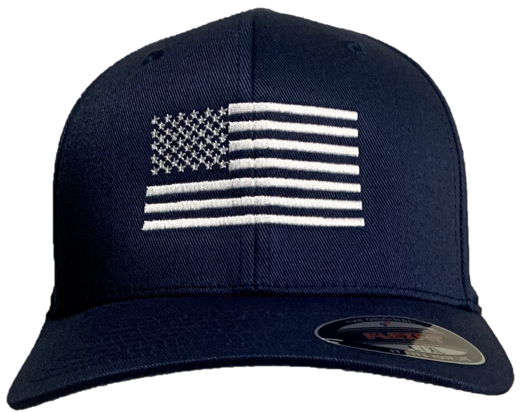American Flag Stretch Fit Hat - Navy Blue