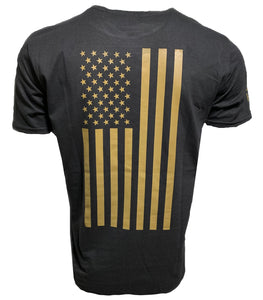American Flag - Adult Short Sleeve T - Olive Drab on Black