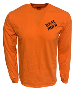 American Flag - Adult Long Sleeve T - Safety Orange