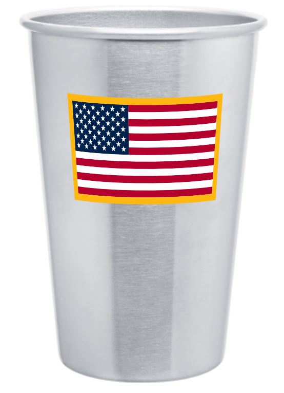American Flag Patch Stainless Steel Pint